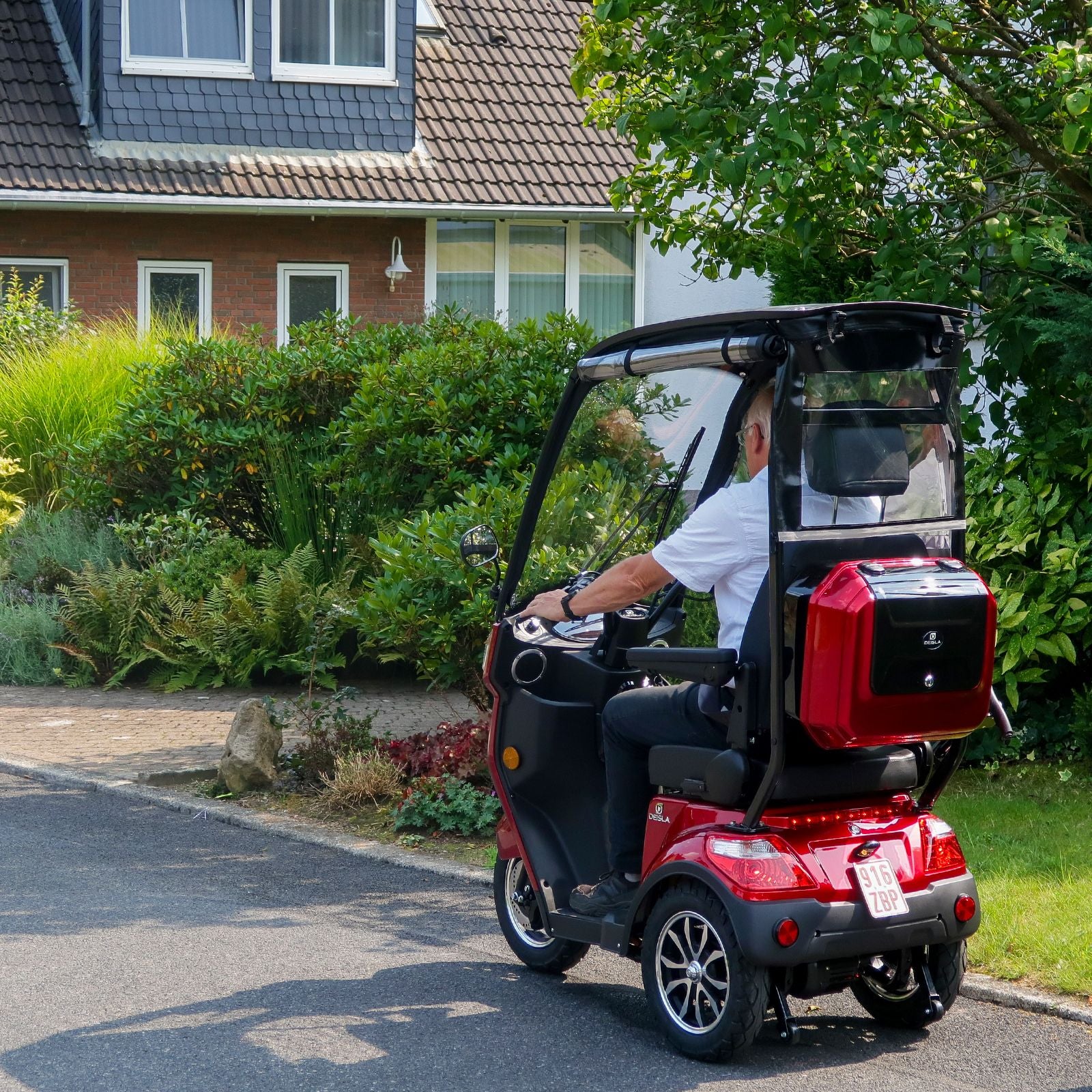 Deisla, Dreirad DS3-25 mit Dach und Wetterschutz, Lithium-Akku, Rot, 25 km/h Deisla, Dreirad DS3-25 mit Dach und Wetterschutz, Lithium-Akku, Rot, 25 km/h